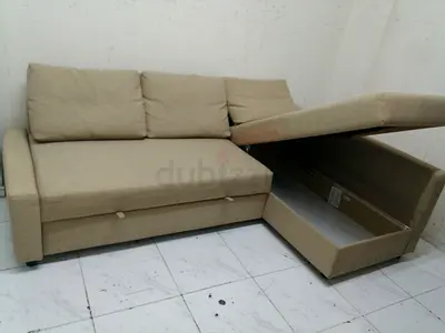 Beige L-shaped Sofa with Storage - Good Condition Ikea friheten