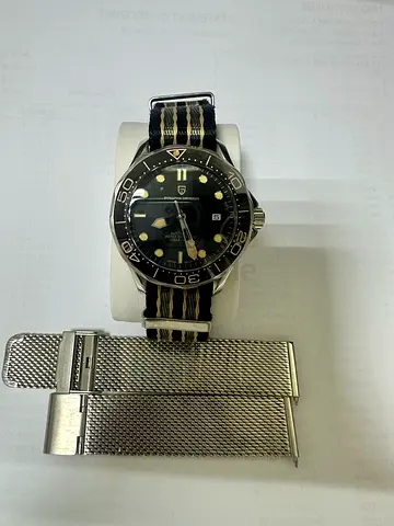 Men's Stainless Steel Dive Watch with Extra Mesh Strap