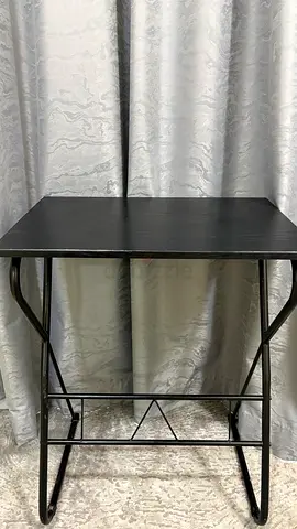 Small Black Study Table - Compact Metal Frame
