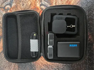 GoPro 13 accessories kit with dual batteries, charger and protective case