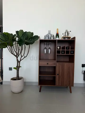 Mid-century Modern Wooden Drinks Cabinet with Wine Storage