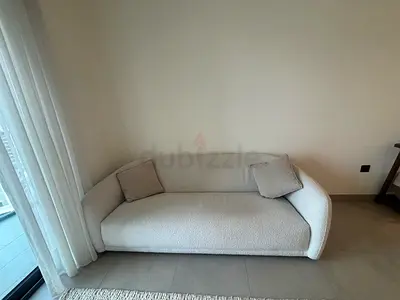 Cream Bouclé 3-Seater Sofa in Good Condition