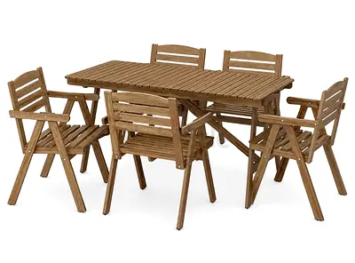 Wooden Outdoor Dining Table with 6 Chairs