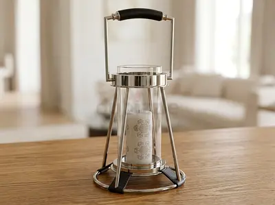 Modern Metal Lantern Candle Holder with Glass Insert