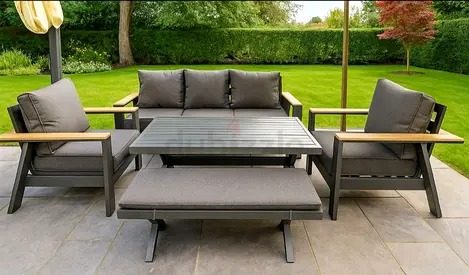 Outdoor garden seating set with table and cushions - 5-piece