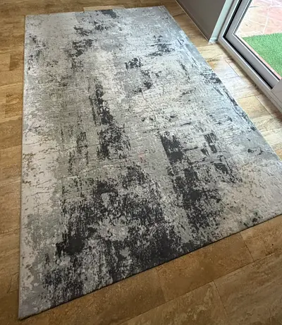 Light Grey Abstract Modern Area Rug - Good Condition