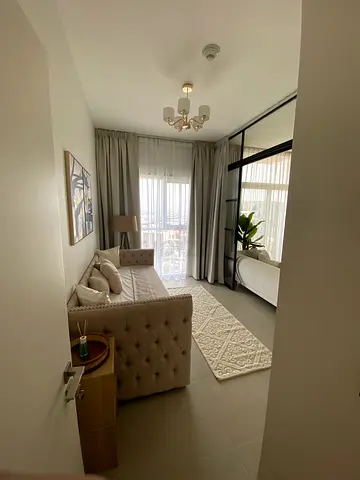 Beige tufted single sofa bed with mattress  - good condition