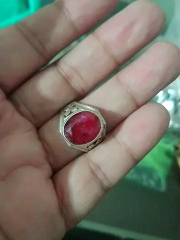 Men's Silver Ring with Rubby Vintage Style