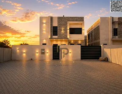 Luxury villa for sale – 3 master bedrooms – close to the mosque and services, includes registration and ownership fees with a patio area