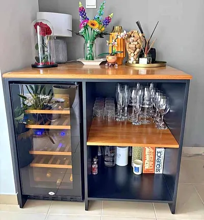 Modern Home Bar Cabinet with Built-in Wine Cooler