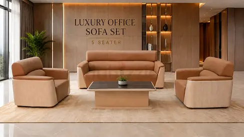 Luxury 5 Seater Office Sofa Set – PU Leather Reception Sofa 3+1+1