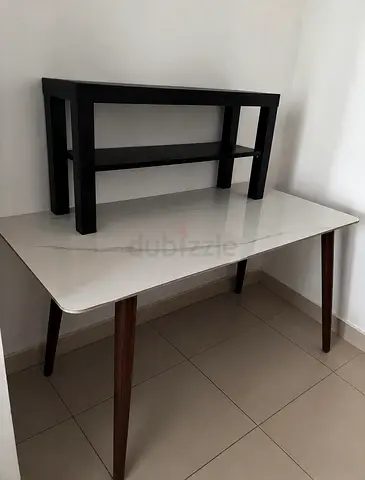 URGENT SALE dining table with marble top+ 4 chairs- good condition- barely used- no damages