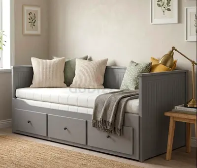 IKEA Grey wooden daybed with under-drawer storage - single/twin size