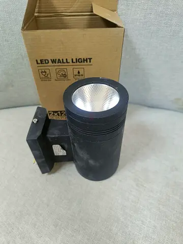 Used Black Outdoor LED Wall Light - Single Cylinder Spotlight