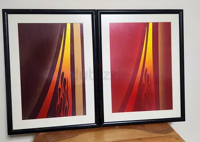Set of 3 Vintage Flame Art Prints / Wall Art (Black Frames)