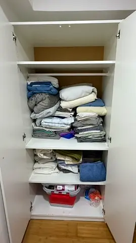 White Storage Cabinet / Linen Cupboard - Tall 2-Door Wardrobe