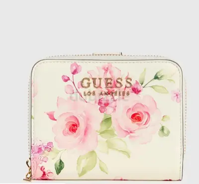 GUESS floral zip-around women's wallet - white/pink