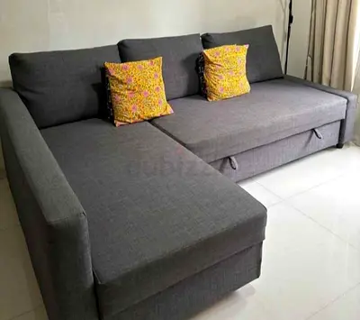 Grey L-shaped Sofa with Storage — Comfortable 3-seater Corner Sofa
