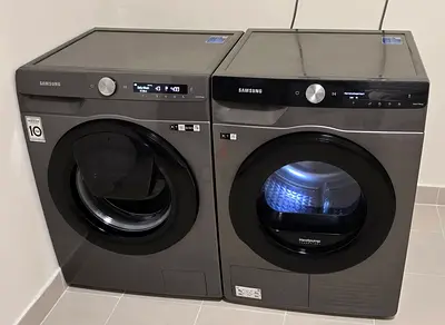 Samsung 9KG Front Load Washer and Dryer Set - Dark Gray, Excellent Condition