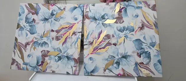 Pair of Floral Canvas Wall Art Prints