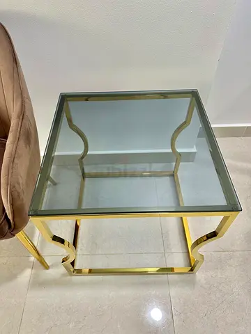 Elliot End Table Glass in Black and Gold