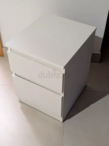 Ikea White 2-Drawer Bedside/Side Table - Very Good Condition