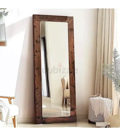 Full Length Rustic Wooden Framed Mirror - Leaning Floor Mirror