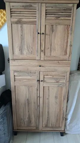 Tall wooden storage cabinet / wardrobe - good condition