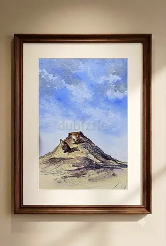 Original Framed Watercolor Landscape Painting - Mountain Scene A5- without frame
