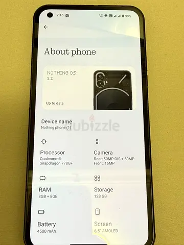 Nothing Phone (1) — 8GB RAM / 128GB, 4500mAh, 6.5" OLED — Good Condition
