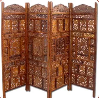 Marina Hand-carved Wooden 4-Panel Folding Room Divider / Screen