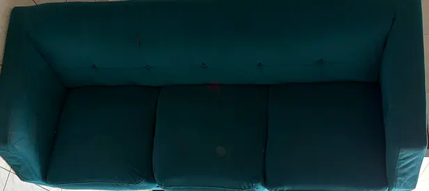 3-seater teal fabric sofa in good used condition
