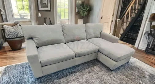 Crate and barrel axis gray lshape sofa