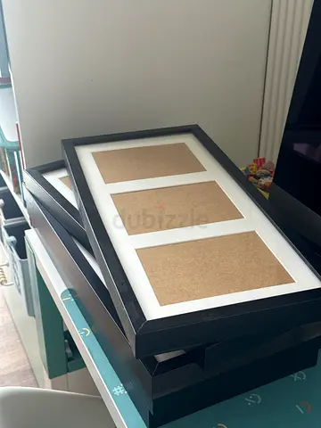 Set of 5 Black Picture Frames with White Matting (Used)