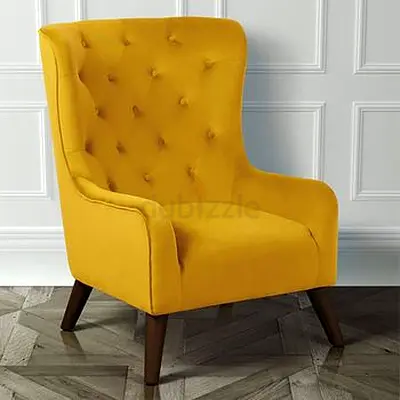Mustard Yellow Velvet Accent Armchair - Modern Tufted Lounge Chair