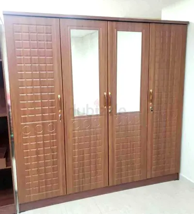 4-Door Wooden Wardrobe with Mirrors –