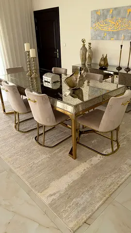 Set of 8 Velvet Dining/Bar Stools with Gold Frame - Light Beige