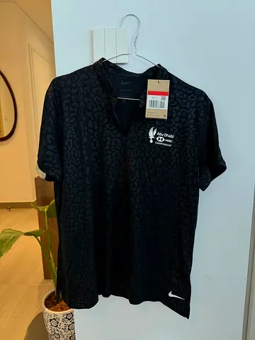 Nike Dri-FIT Black Leopard Print Golf/Training Polo Size Large HSBC classic
