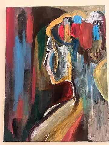 Original Abstract Acrylic Painting on Canvas - Colorful Figurative Piece