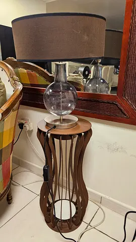 Pair of decorative table lamps with brown shades (used)  with stand