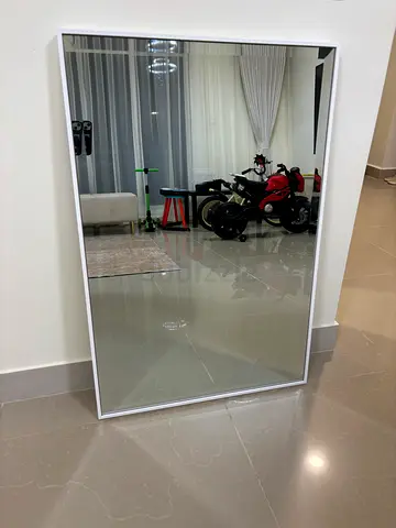 Large Full-Length Wall Mirror with Slim White Frame