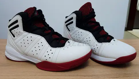 White and Red High-Top Basketball Shoes, Size Unknown, Lightly Used