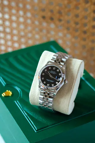 Rolex Datejust Stainless Steel Jubilee Bracelet Black Diamond Dial