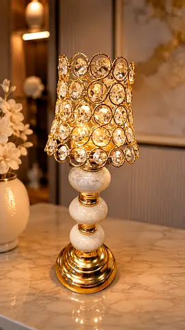 Elegant Crystal Table candle holder with- Gold Finish