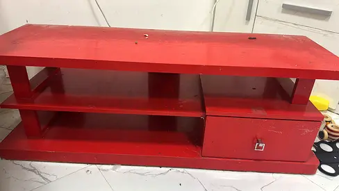 Red Wooden TV Stand / Media Unit with Drawer - Good for Living Room