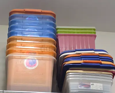 Per piece Plastic Storage Containers / Bins - Various Colors, Good Condition