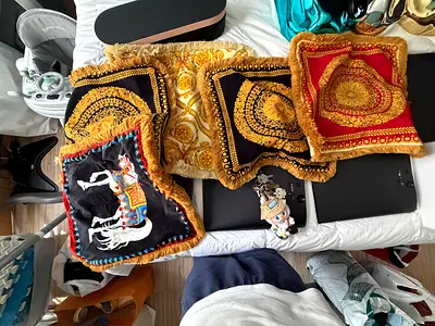 Set of 5 Decorative Middle Eastern Embroidered Throw Cushions
