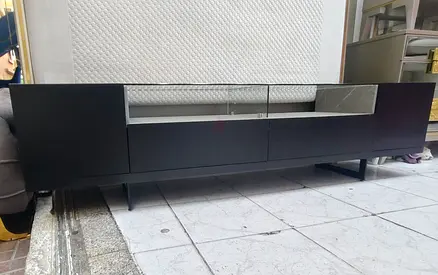 TV table black and glass top