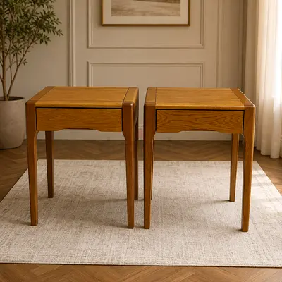 Zara home Pair of Solid Wood Nightstands with Single Drawer