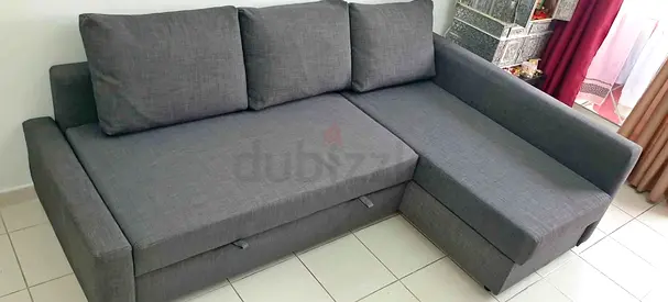 Comfortable Dark Grey L-Shaped Sofa Bed
